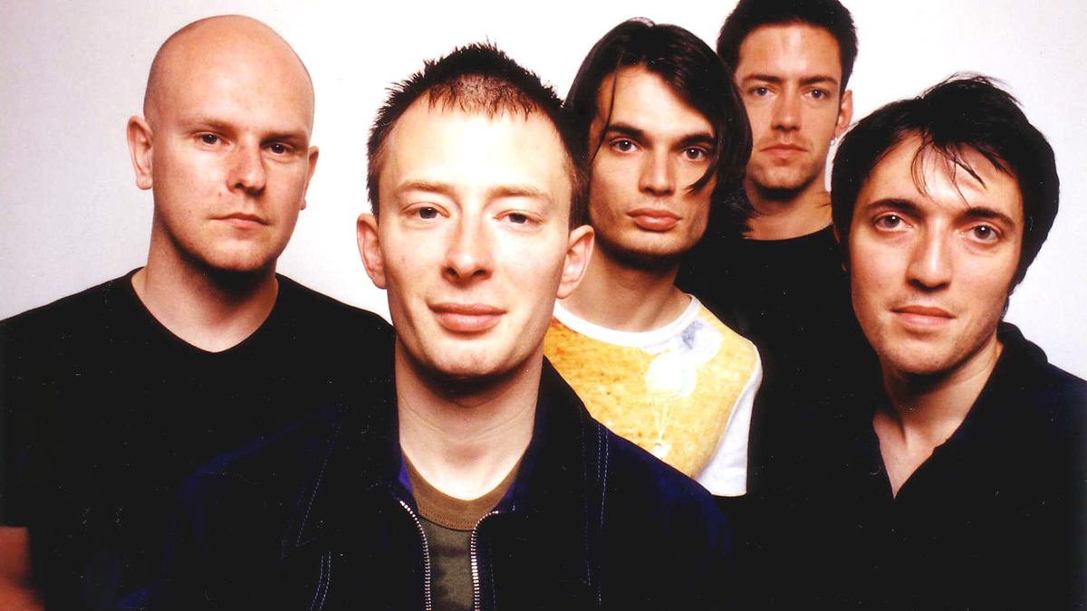 Radiohead poses for a portrait at Capitol Records, Hollywood, California on June 11, 1997
