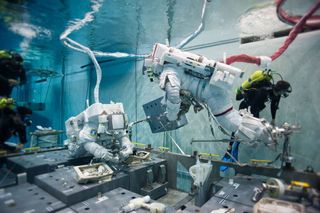 Astronauts Evaluate Ammonia Spacewalk Procedures