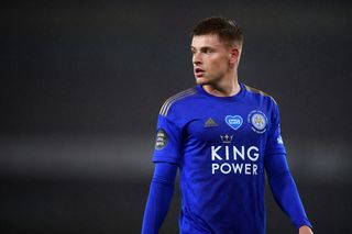 Leicester City’s Harvey Barnes during the Premier League match at the Emirates Stadium, London