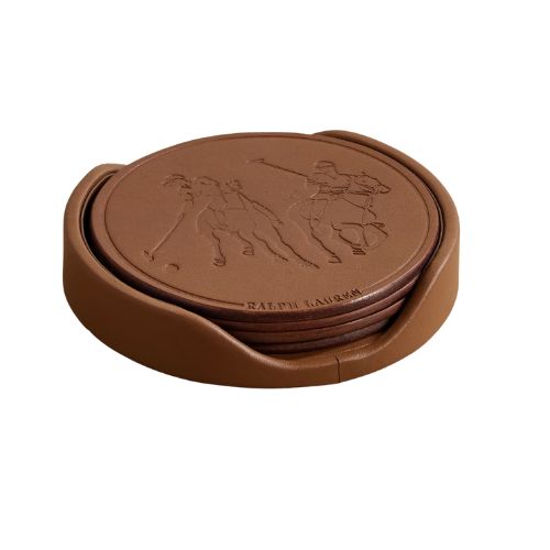 Garrett Set of Four Debossed Leather Coasters