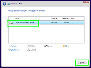 choose the installation drive and click Next