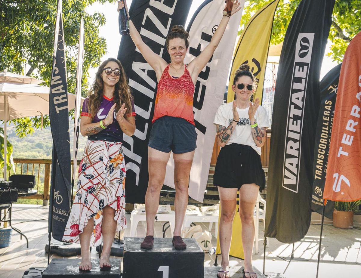 Whitney Allison celebrates the victory after stage 8