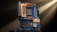 A promotional image of the Asus ROG Crosshair 2006 20th anniversary special edition motherboard