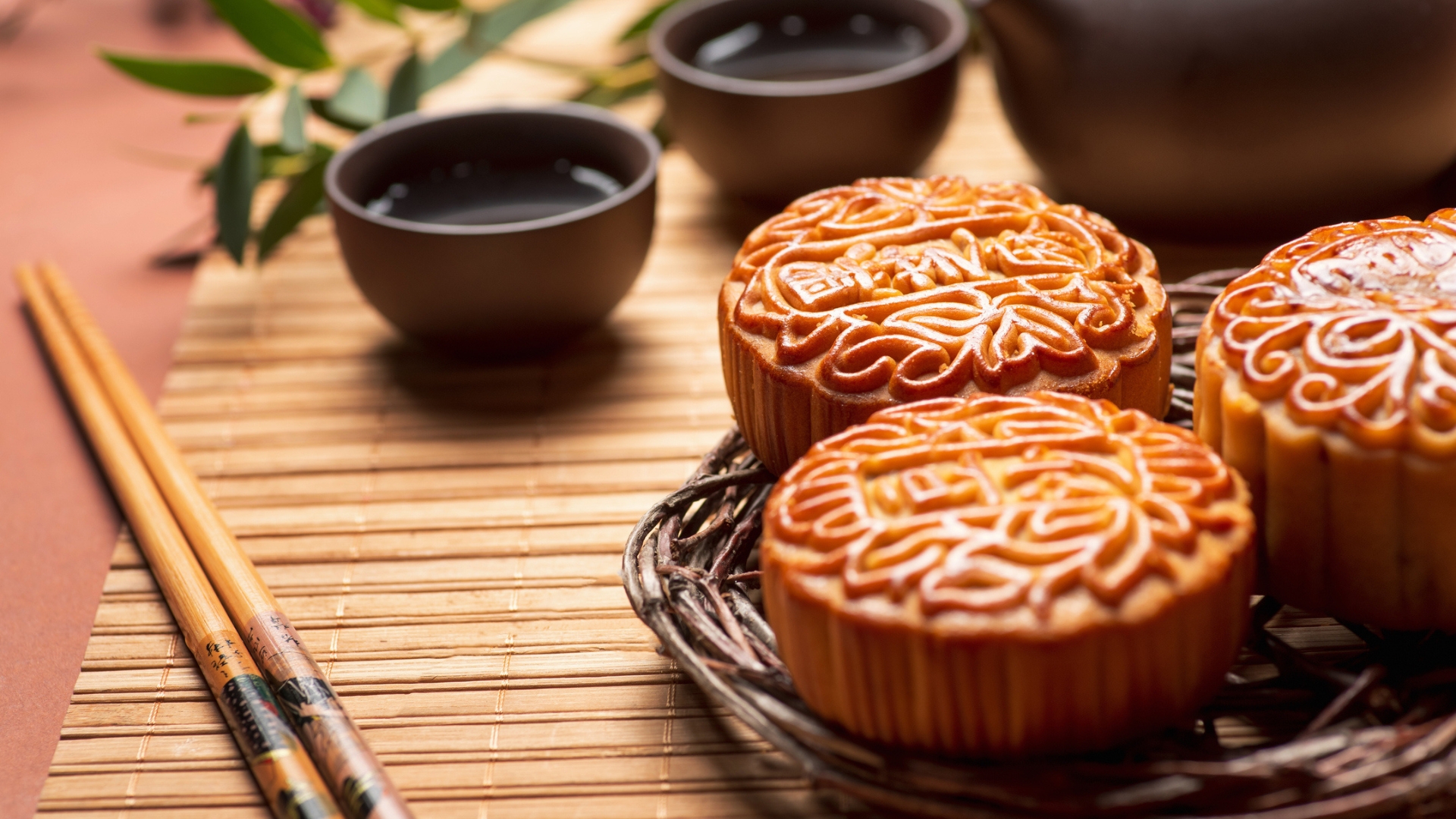 Mooncakes are typically stamped with Chinese characters symbolising harmony, longevity, or prosperity