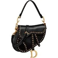 Dior, Saddle Bag with strap in smooth black calfskin with sun studs, £4,440