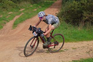 Image shows Anna riding the Fara F/All-Road Series 2.
