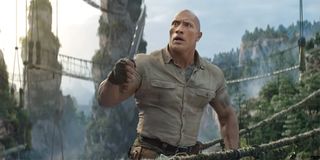 Jumanji: The Next Level The Rock on rope bridge