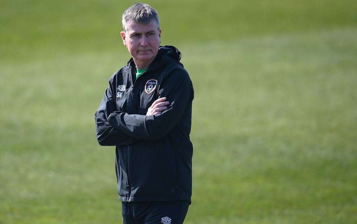 Republic of Ireland manager Stephen Kenny standing, arms folded | Republic of Ireland v Belgium live stream