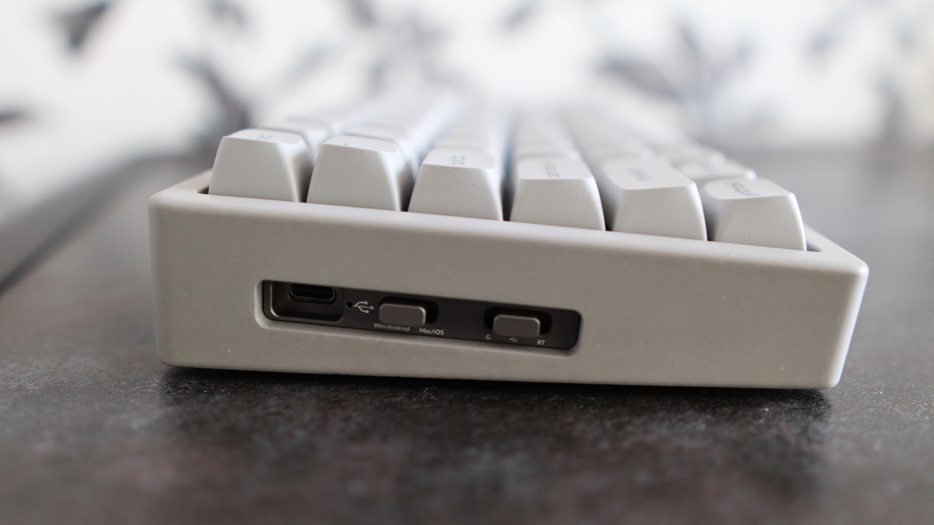 Keychron K2 HE Concrete Edition keyboard on desk