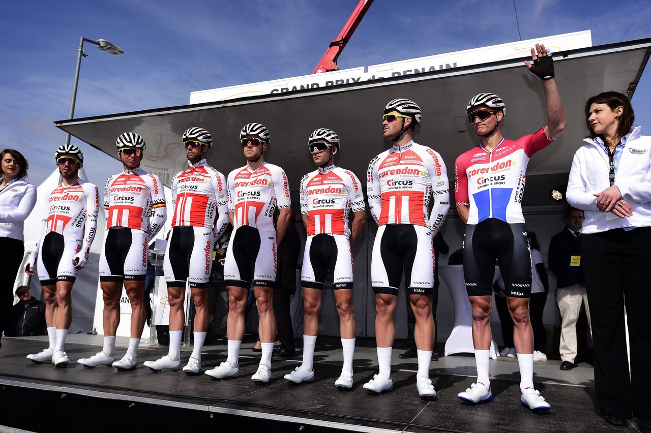 The Corendon-Circus team line up at the pre-race presentation