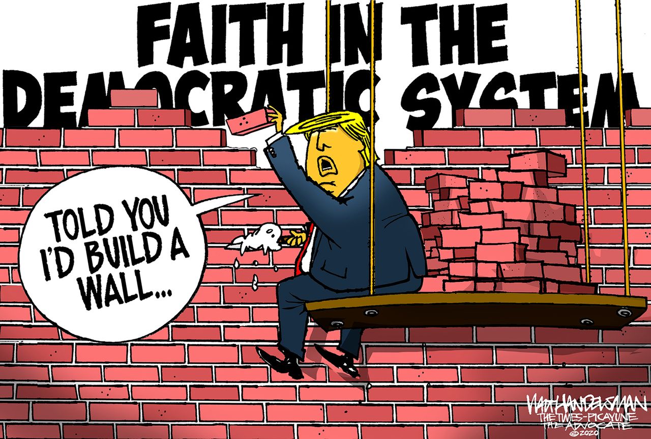 Political Cartoon U.S. Trump wall election&amp;amp;nbsp;