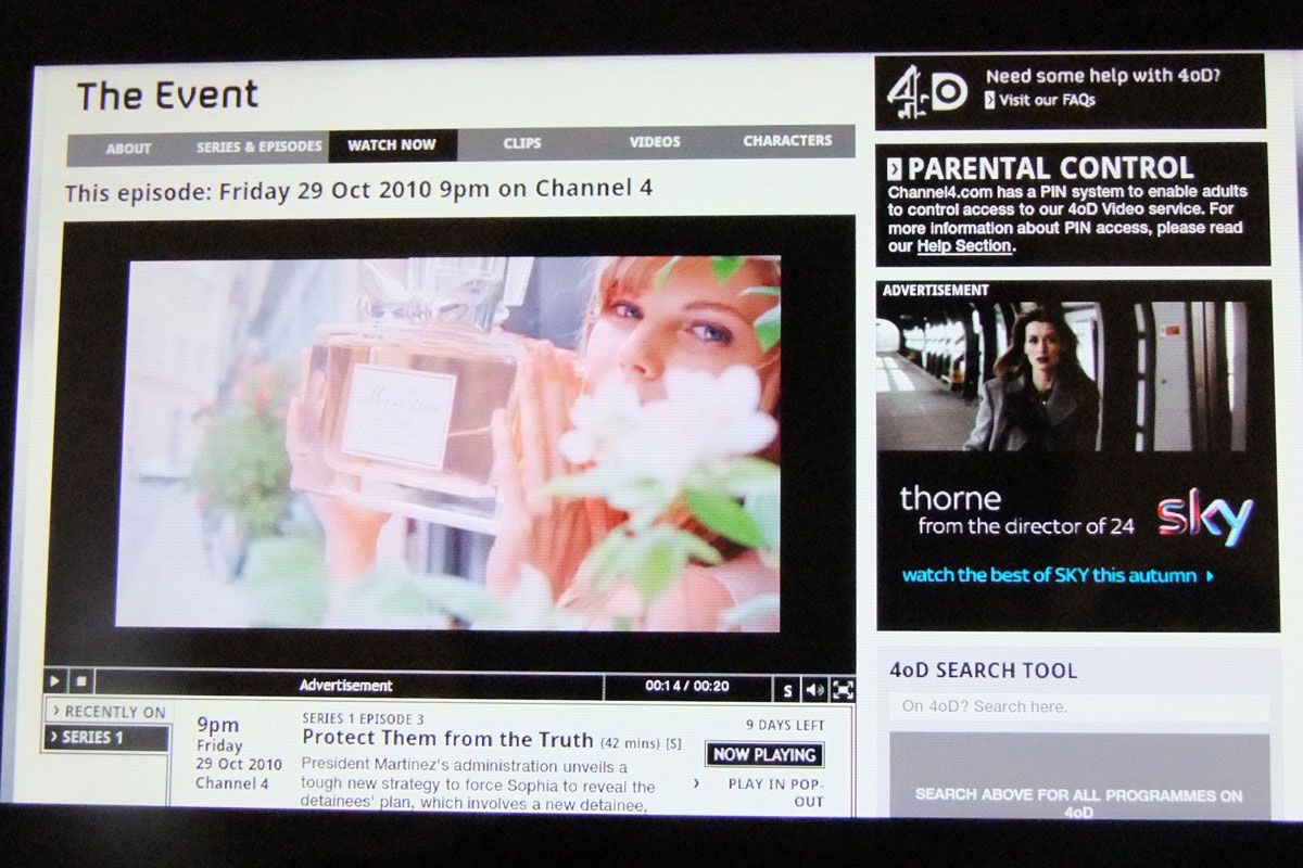 Streaming Flash video playing inside the Galaxy Tab's web browser