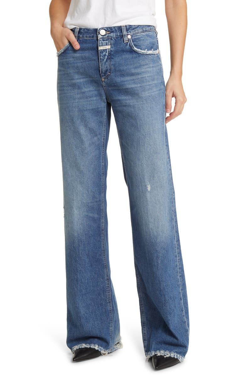 Gillan Raw Hem Wide Leg Jeans