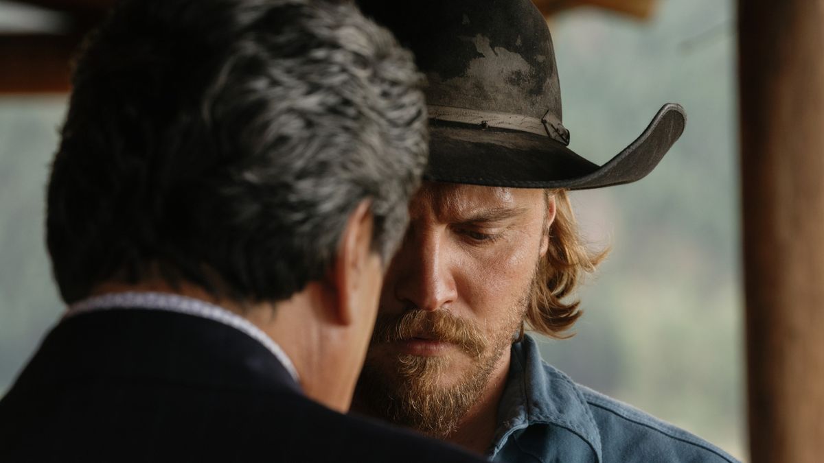 Gil Birmingham and Luke Grimes in Yellowstone