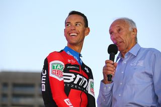 Richie Porte (BMC) with Phil Ligget at the Tour Down Under.