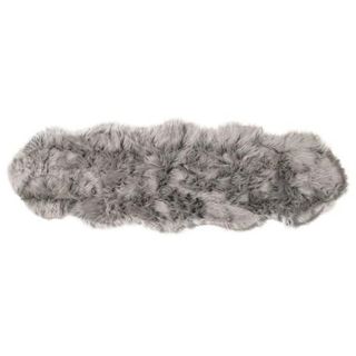 Gray Oblong-shaped Faux Sheepskin Rug