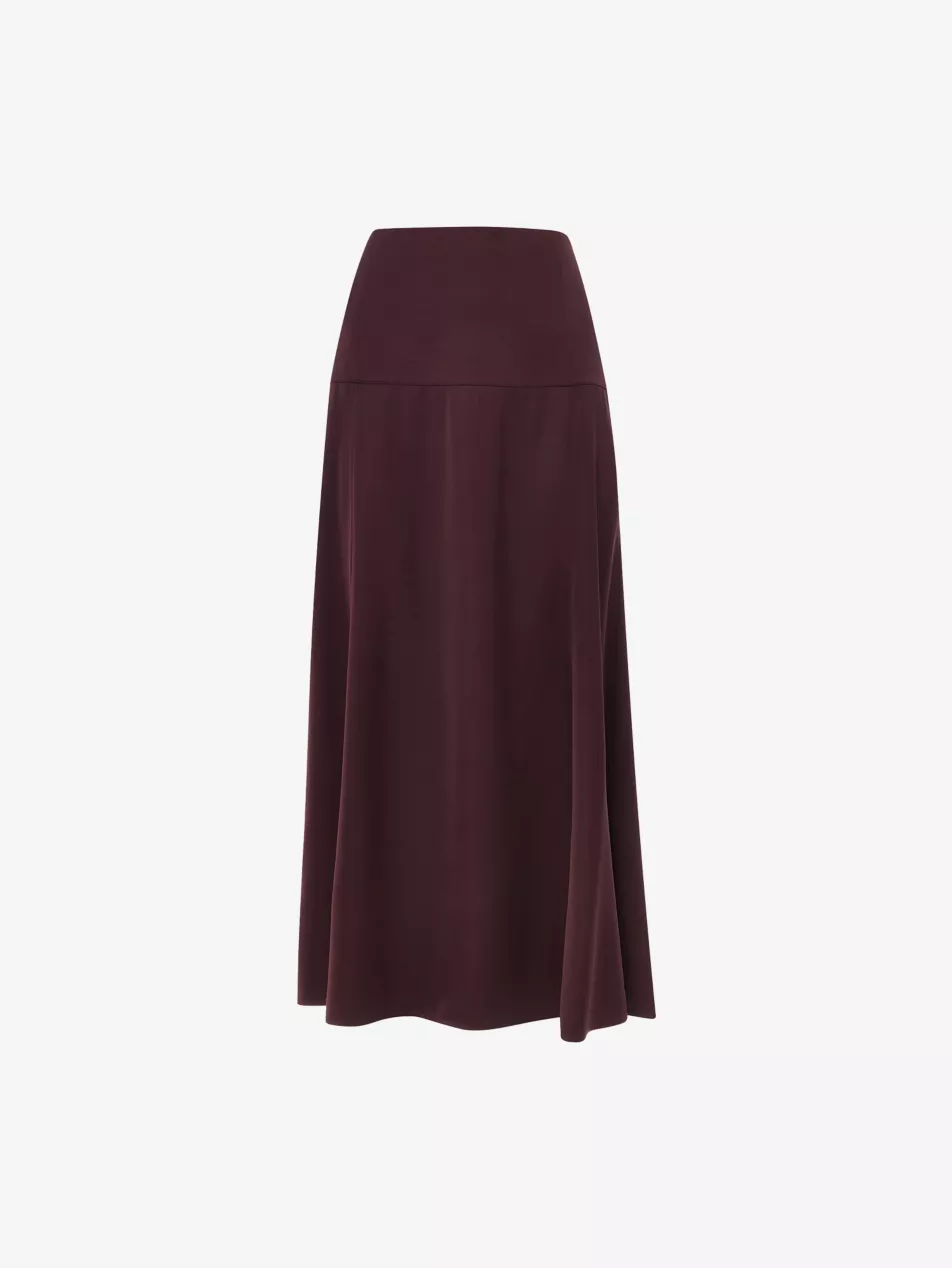 High-Rise Bias-Cut Satin Midi Skirt - 6