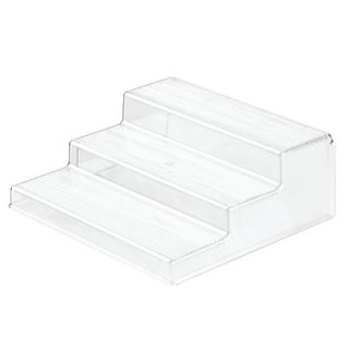 3-Tier clear plastic shelf riser for kitchen cabinets