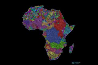 Africa's river basins stand out in sumptuous color.