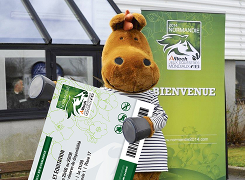 Norman WEG mascot with an oversized ticket