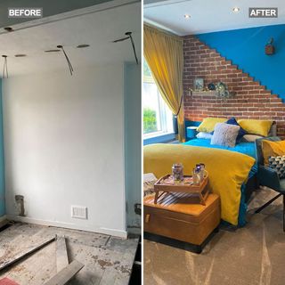 before and after makeover of bedroom