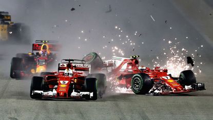 Sebastian Vettel Ferrari crash Singapore Grand Prix