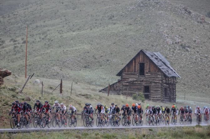 Rain started pelting the riders as they ride through Tarryall on stage 5 of the USA Pro Challenge to Breckenridge