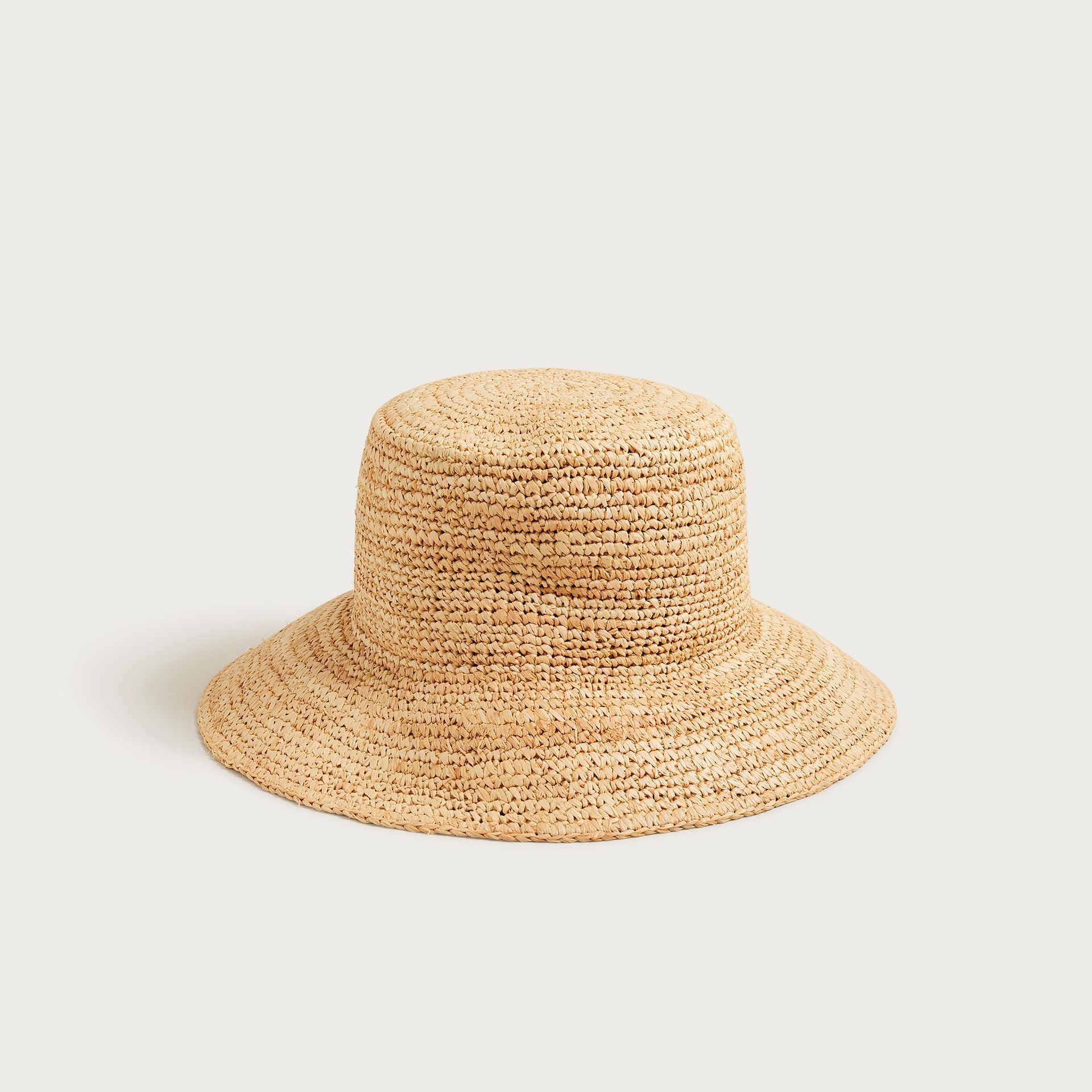 Wide-Brim Raffia Bucket Hat