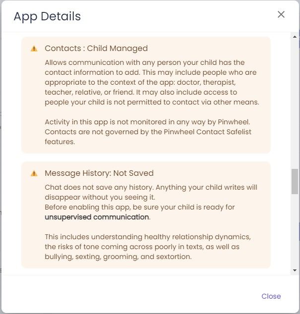 Pinwheel Caregiver Portal screenshot