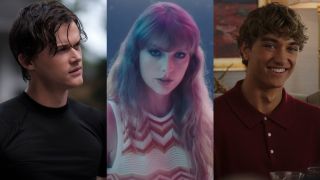 From left to right: Conrad in The Summer I Turned Pretty, Taylor Swift in the "Lavender Haze" music video and Jeremiah in The Summer I Turned Pretty