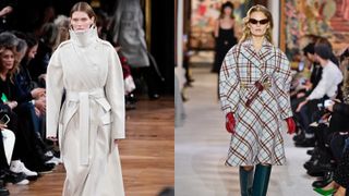 best belted coats: models wearing belted coats on catwalk