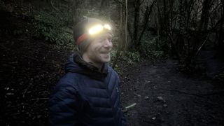 Alex wearing a headlamp