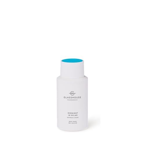 Glasshouse Fragrances Midnight in Milan Body Wash, Rich in Gotu Kola & Cocout Oil, Cleansing & Fragranced, Saffron & Rose, 10 Fl. Oz. (300ml)