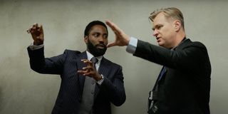 Christopher Nolan directing John David Washington in Tenet