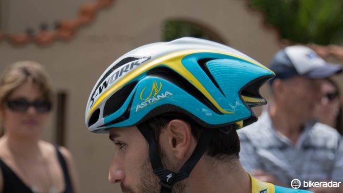 Astana swap between the Specialized S-Works Prevail and as pictured, the faster S-Works Evade for flatter, faster stages