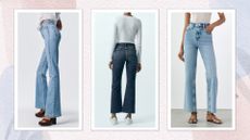 composite of three models wearing various styles of the best zara jeans