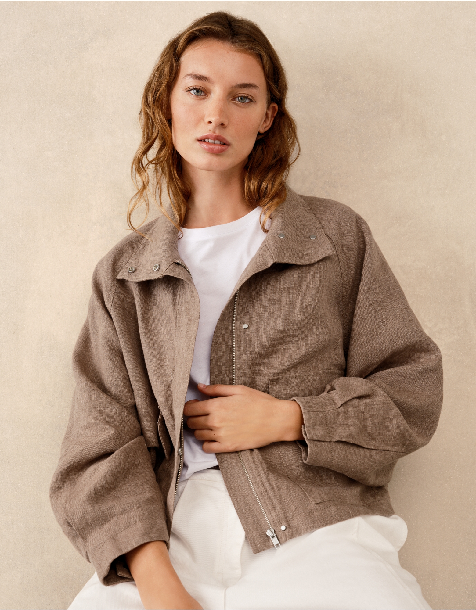 Linen Funnel Neck Jacket | Days at the Lake | the White Company