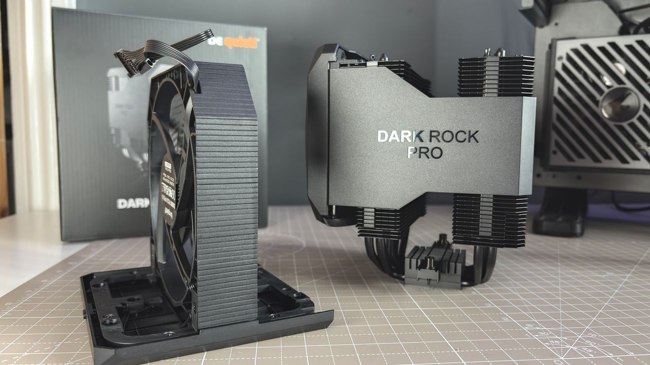 Be Quiet's latest air coolers on a box with black fans.