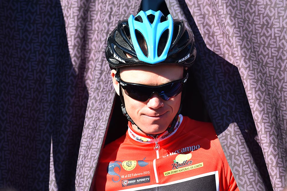 Chris Froome (Team Sky) emerges from the curtain