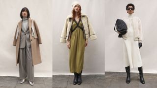 Models wearing three coats from the M&S AW24 collection