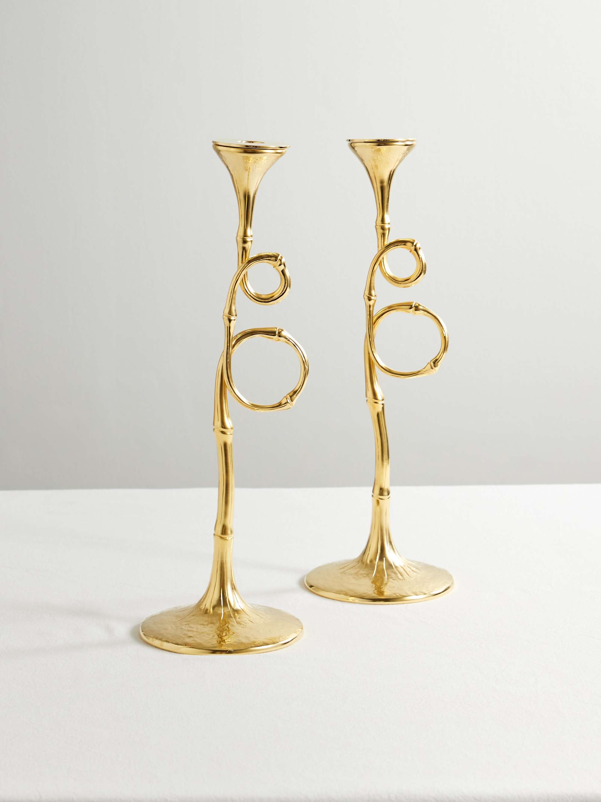 Evoca Set of Two Gold-Plated Candlesticks