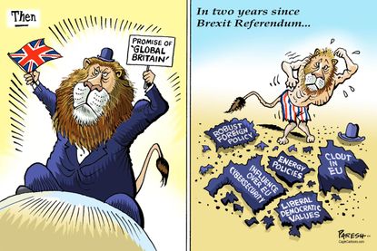 Political cartoon World global Britain Brexit referendum empire