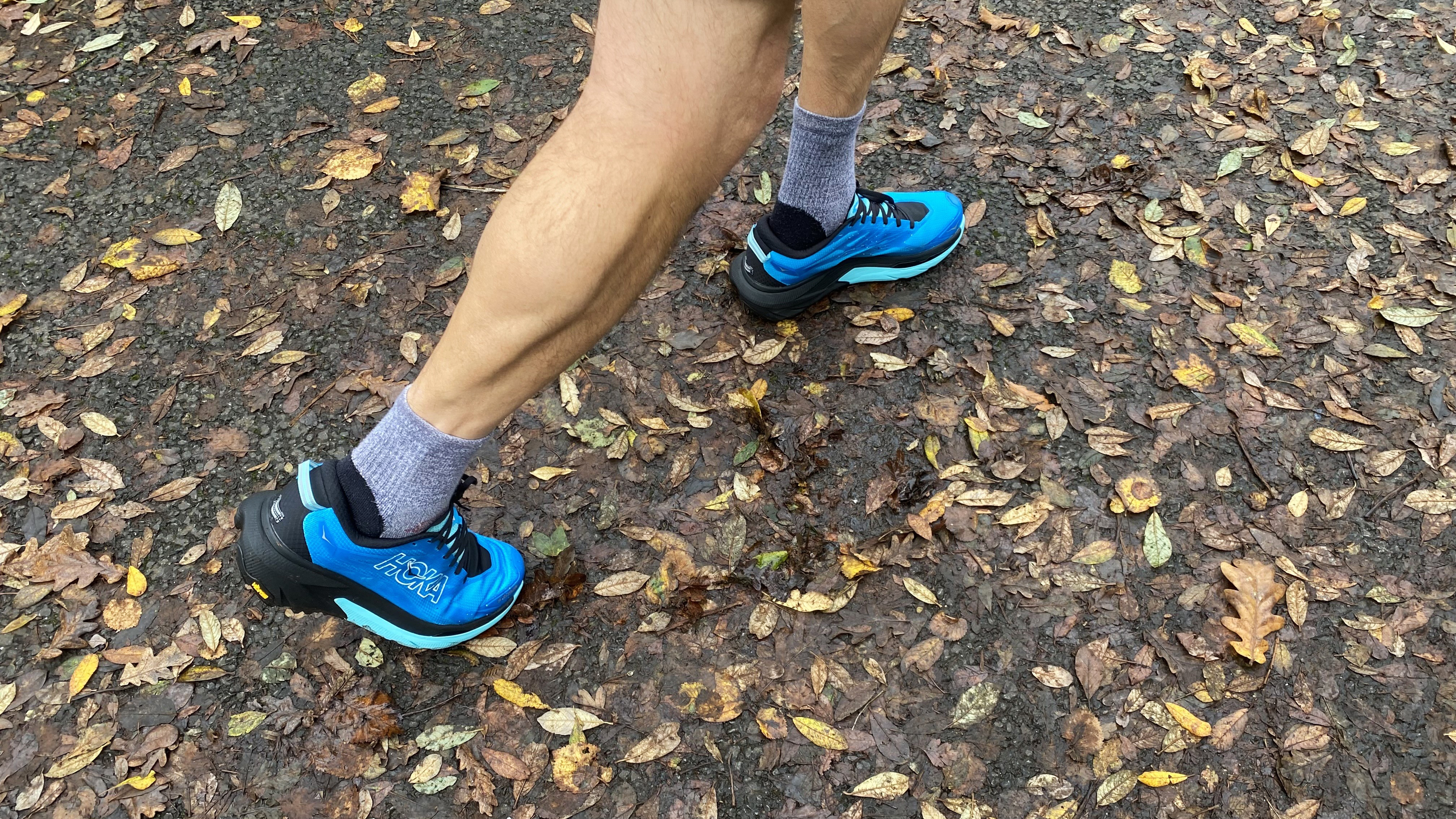 Man running in the Hoka Mafate 5s