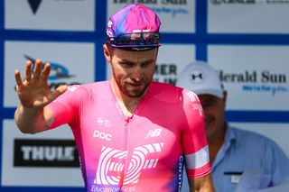 Dan McLay (EF Education First) salutes the crowd after having won stage 1 of the 2019 Jayco Herald Sun Tour
