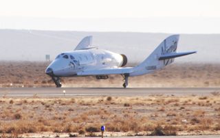 Suborbital SpaceShipTwo makes safe landing after Dec. 19 drop test.
