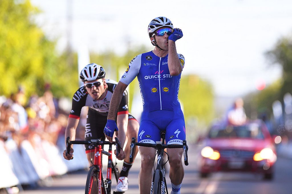 Max Richeze (Quick-Step Floors) kisses his wrist in celebration