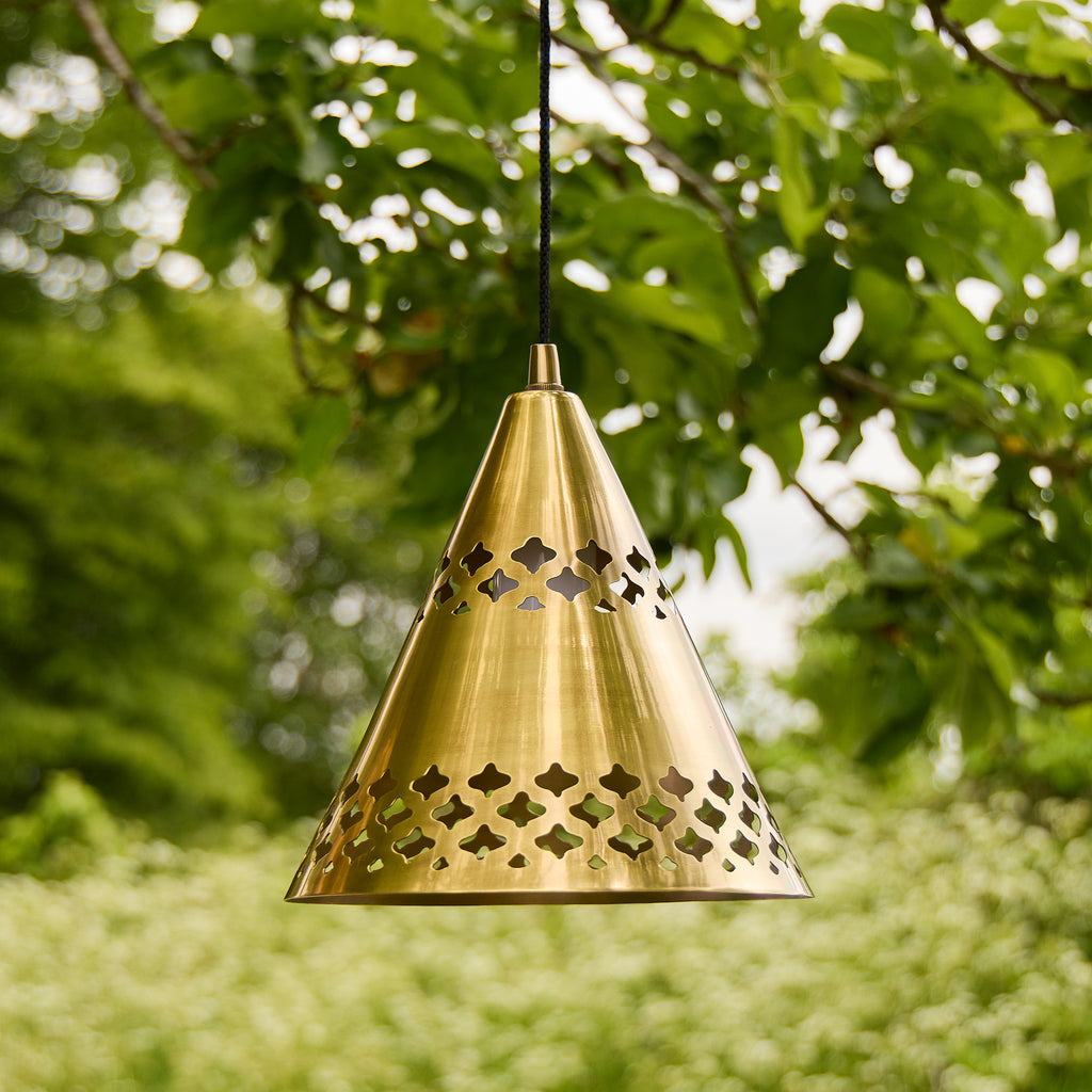 Billie Rechargeable Outdoor Pendant in Brass