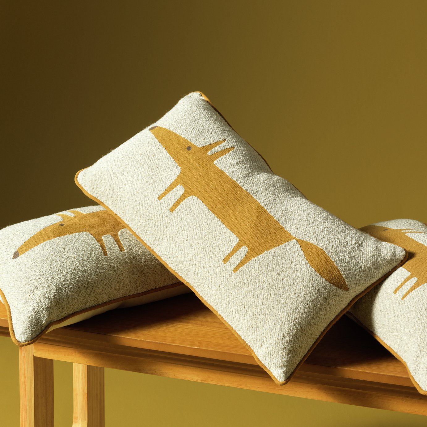 Habitat X Scion Mr Fox Boucle Cushion Cream - 30x60cm