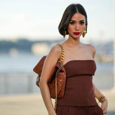  Heart Evangelista wearing brown top and handbag during NYFW - gettyimages1680186732 
