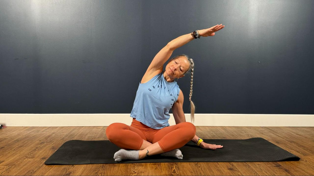 Balanced Body educator and certified personal trainer Portia Page demonstrates her energizing yoga poses